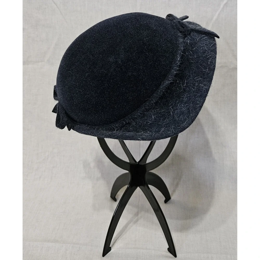 Vintage 50s Navy Wool Felt Structured Hat O'Neil's Akron